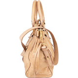 Miu Miu Vitello Lux Leather Gathered Drawstring Satchel Handbag