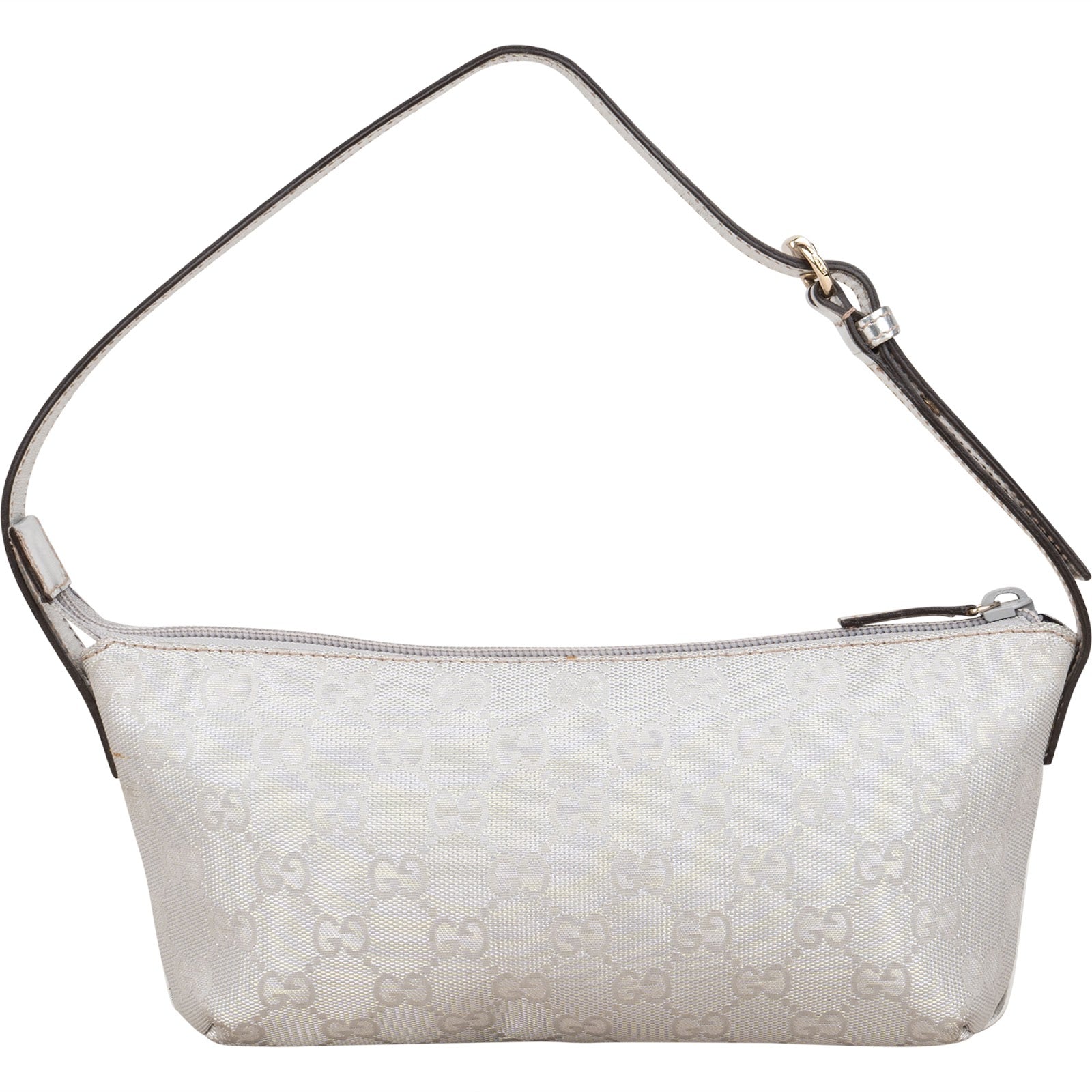 Gucci Silver Monogram GG Pochette Handbag - vintageandkickz