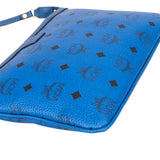 MCM Monogram Visetos Blue Liz Clutch Shoulder Bag