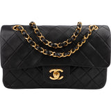 Chanel Quilted Lambskin 24K Gold Small Double Flap Shoulder Bag