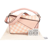 Loewe Leather Gingham Salmon Puzzle Handbag