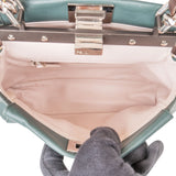 Fendi Petrol Leather Peekaboo Mini Handbag