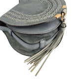 Chloé Suede Woven Leather Mini Marcie Saddle Crossbody Bag