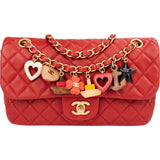 Chanel Quilted Lambskin Medium Charm Single Flap Shoulder Bag