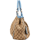 Gucci Monogram GG Canvas Blue Leather Sukey Handbag