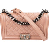 Chanel Quilted Lambskin Medium Boy Single Flap Crossbody Bag