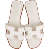 Hermès White Leather Oran Sandals (36)