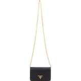 Prada Black Saffiano Leather Wallet On Chain Crossbody Bag