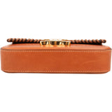 Celine Brown Calfskin Triomphe Claude Blanket Stitch Shoulder Bag