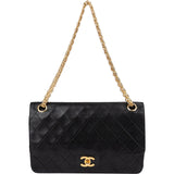 Chanel Quilted Lambskin Medium 24K Gold Double Flap Shoulder Bag