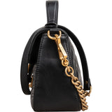 Gucci Black Leather GG Marmont Small Top Handle Handbag