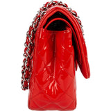 Chanel Quilted Patent Leather Jumbo Double Flap Crossbody Bag