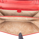 Gucci Red Grained Leather Bamboo Briefcase Crossbody Bag - vintageandkickz
