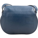 Chloé Blue Grained Calfskin Marcie Saddle Crossbody Bag