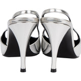 Yves Saint Laurent Silver Metallic Patent Leather Blade Slingback Pumps (37)