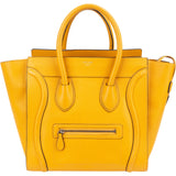 Céline Yellow Drummed Calfskin Luggage Tote Handbag