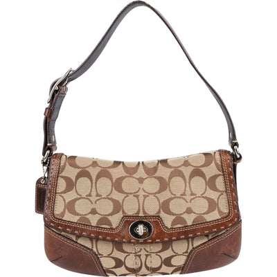 Coach Monogram Signature Demi Flap Lock Shoulder Bag