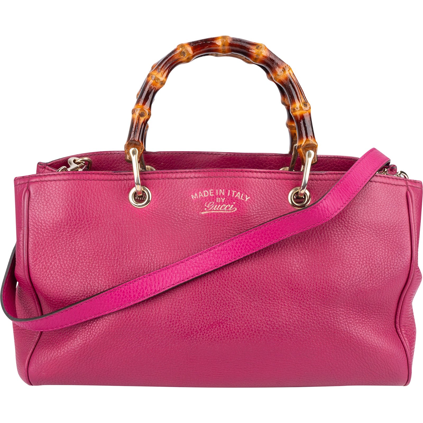 Gucci Pink Leather Bamboo Handbag - vintageandkickz