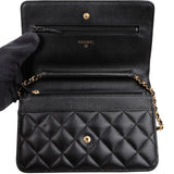 Chanel Quilted Caviar Leather Wallet On Chain Crossbody Bag