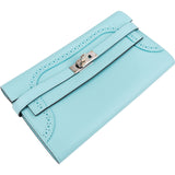 Hermès Bleu Atoll Swift Leather Kelly Ghillies Wallet