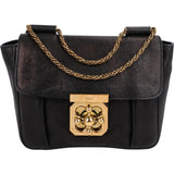 Chloé Black Leather Elsie Turnlock Crossbody Bag