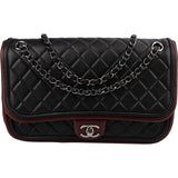 Chanel Quilted Lambskin Bicolor Jumbo Single Flap Shoulder Bag