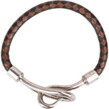 Hermès Jumbo Hook Braided Leather Bracelet - vintageandkickz
