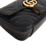 Gucci Chevron Matelassé Leather GG Marmont Crossbody Bag