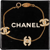 Chanel Vintage 1982 Crystal CC Emblem Charm Bracelet Armband