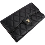 Chanel Quilted Caviar Leather Classic Flap CC Wallet