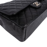 Chanel Quilted Caviar Leather Palladium Maxi Double Flap Crossbody Bag