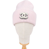 Chanel Pink Cashmere CC Emblem Ribbed Beanie