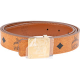MCM Monogram Visetos Leather Reversible Plate Buckle Belt (90)