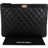 Chanel Black Quilted Lambskin Small CC Boy Clutch