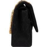 Chanel Quilted Jersey Medium 24K Gold Double Flap Crossbody Bag