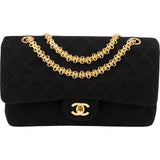 Chanel Quilted Jersey Medium 24K Gold Double Flap Crossbody Bag