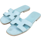 Hermès Light Blue Leather Oran Sandals (36,5)