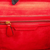 Celine Red Drummed Calfskin Leather Luggage Handbag