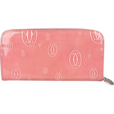 Cartier Pink Patent Leather Limited Happy Birthday Zip Around Wallet