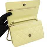 Chanel Green Quilted Lambskin Wallet On Chain Crossbody Bag