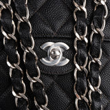 Chanel Quilted Caviar Leather Palladium Jumbo Single Flap Crossbody Bag