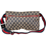 Gucci Grained Leather Monogram GG Canvas Web Stripe Crossbody Belt Bag