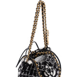 Chanel 22 Cashmere Checkered Rose Pattern Bucket Small Crossbody Handbag