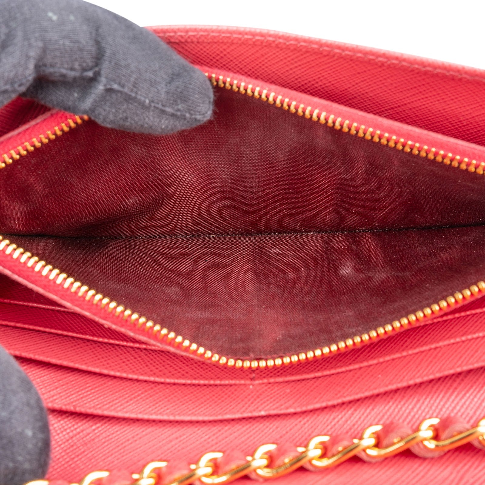 Prada Pink Saffiano Leather Wallet On Chain Crossbody Bag - vintageandkickz