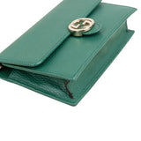 Gucci Pebbled Leather Interlocking GG Wallet on Chain Crossbody Bag