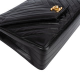 Chanel Chevron Lambskin 24K Gold Single Flap Shoulder Bag