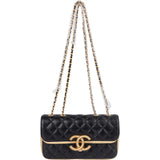 Chanel Quilted Lambskin and Metallic Leather Double Flap Crossbody Bag