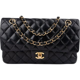 Chanel Quilted Lambskin CC Medium Double Flap Shoulder Bag