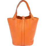 Hermès Potiron Orange Taurillon Clemence Picotin Lock 18 (PM) Handbag