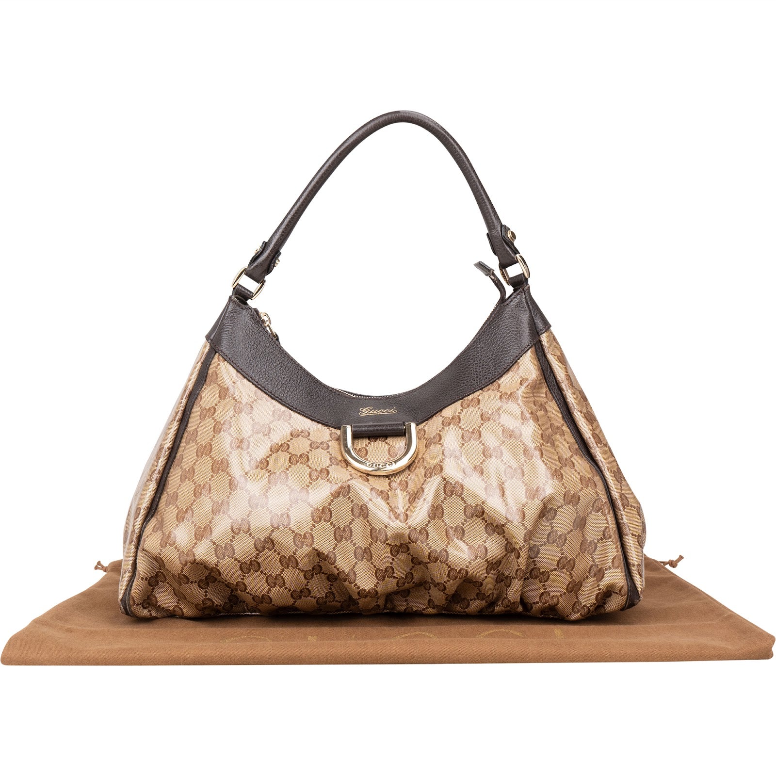 [🔄️B13 / F12] Gucci Monogram Crystal GG Canvas Abbey D-Ring Hobo Shoulder Bag - vintageandkickz